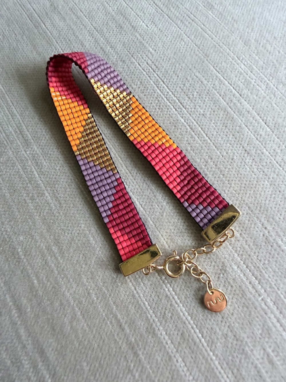 Beaded Multicolor Bracelet with Gold Accents
